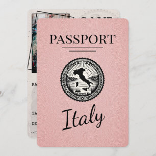 Pink Italy Passport Save The Date