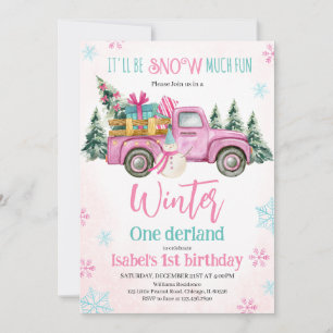 Pink It'll be Snow Much Fun Birthday Invitation
