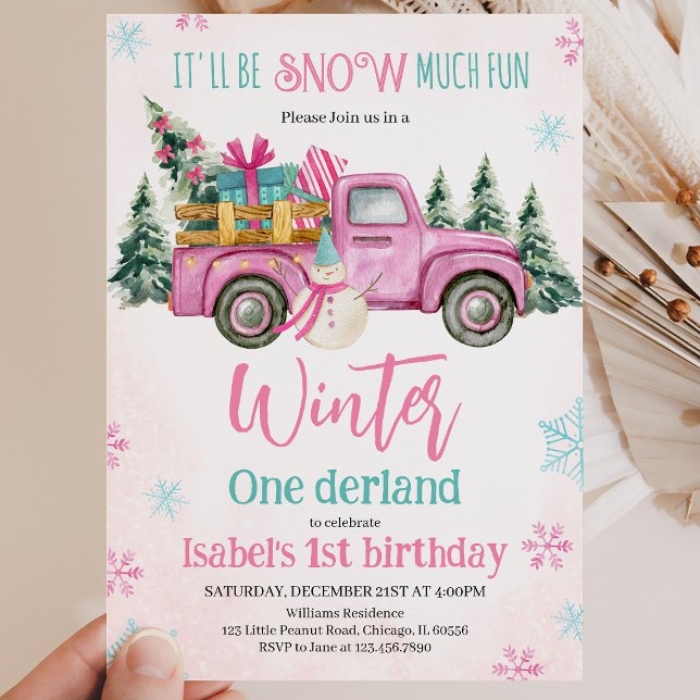 Pink It'll be Snow Much Fun Birthday Invitation (Creator Uploaded)