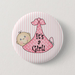 Pink It's a Girl 6 Cm Round Badge