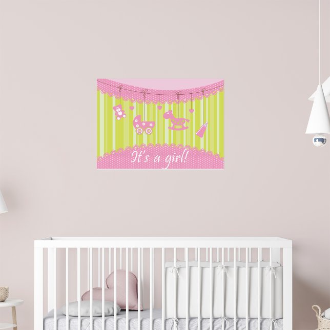 Pink Its A Girl Baby Announcment Poster (Creator Uploaded)
