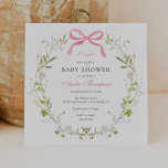 Pink It's a Girl Floral Bow Baby Shower Invitation<br><div class="desc">Celebrate the mum to be! Shower invitation features a watercolor spring floral wreath adorn with a pink bow. Personalise with your information or click "Click to customise further" to edit font styles,  size and colours.</div>