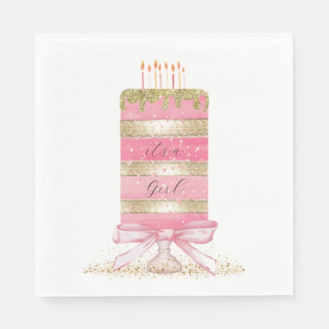 Pink "It's a girl"  Napkin (Front)