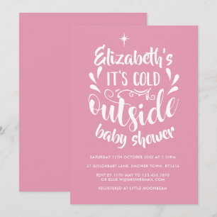 Pink Its Cold Outside Baby Shower / Sprinkle Invitation
