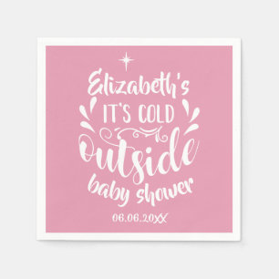 Pink Its Cold Outside Baby Shower/Sprinkle Napkin