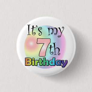 Pink It's my 7th Birthday 3 Cm Round Badge