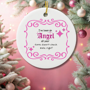 Pink I've been an Angel...Ornament Ceramic Tree Decoration