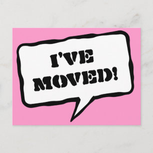 Pink I've moved moving postcards for new address