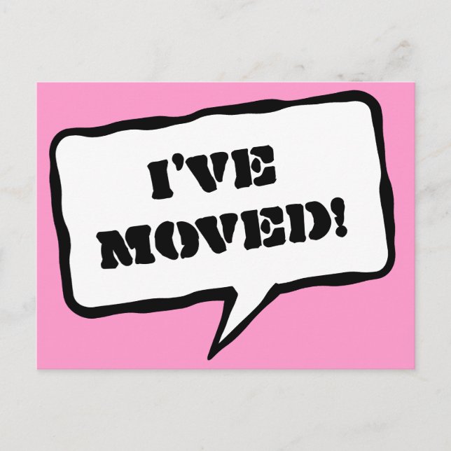 Pink I've moved moving postcards for new address (Front)