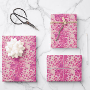 Pink / Ivory Abstract Squares & Rectangles Wrapping Paper Sheet