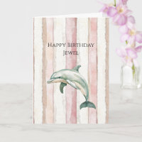 Pink Ivory Cream Stripes Dolphin Birthday