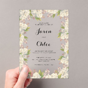 Pink  ivory elegant floral vintage Wedding Acrylic Invitations