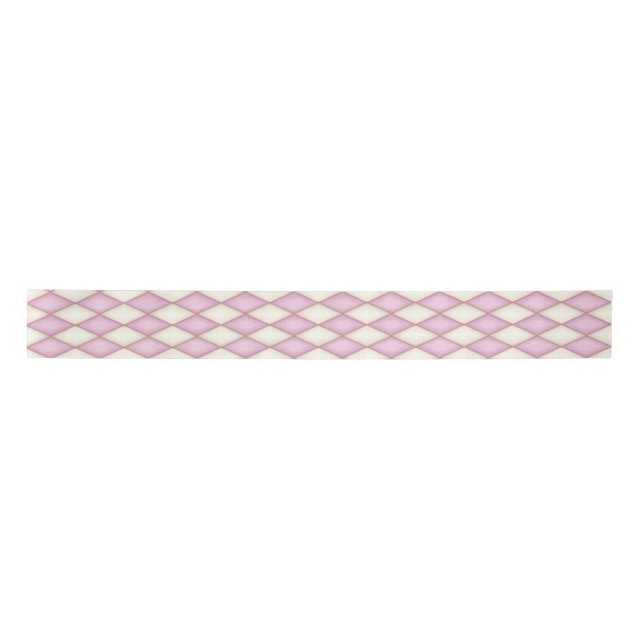 Pink & Ivory Harlequin Pattern Fairytale Satin Ribbon (Front)