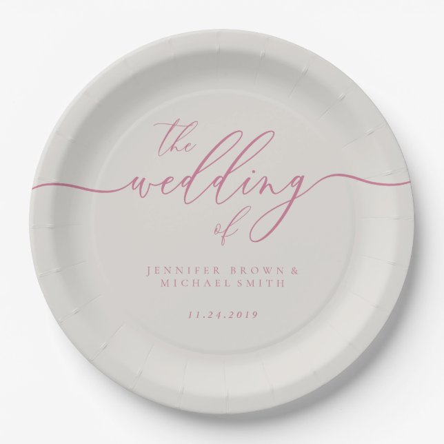Pink Ivory Wedding Signature Paper Plate (Front)