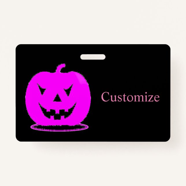 Pink Jack o'lantern Halloween Thunder_Cove ID Badge (Front)
