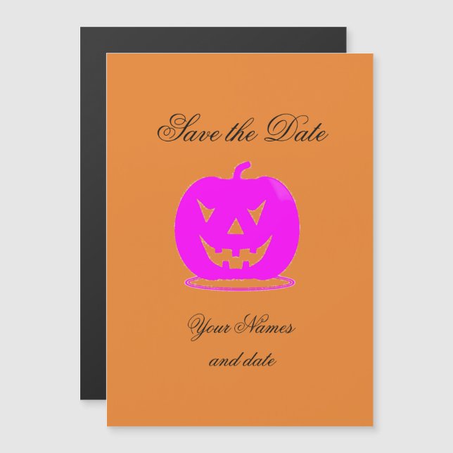 Pink Jack o'lantern Halloween Thunder_Cove Magnetic Invitation (Front/Back)