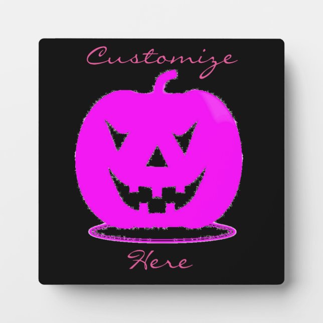 Pink Jack o'lantern Halloween Thunder_Cove Plaque (Front)