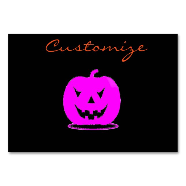 Pink Jack o'lantern Halloween Thunder_Cove Table Number (Front)