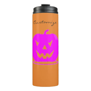 Pink Jack o'lantern Halloween Thunder_Cove Thermal Tumbler