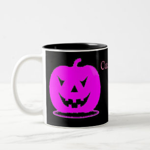 Pink Jack o'lantern Halloween Thunder_Cove Two-Tone Coffee Mug
