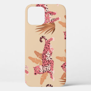 Pink Jaguar: Cute Vintage Seamless iPhone 12 Case
