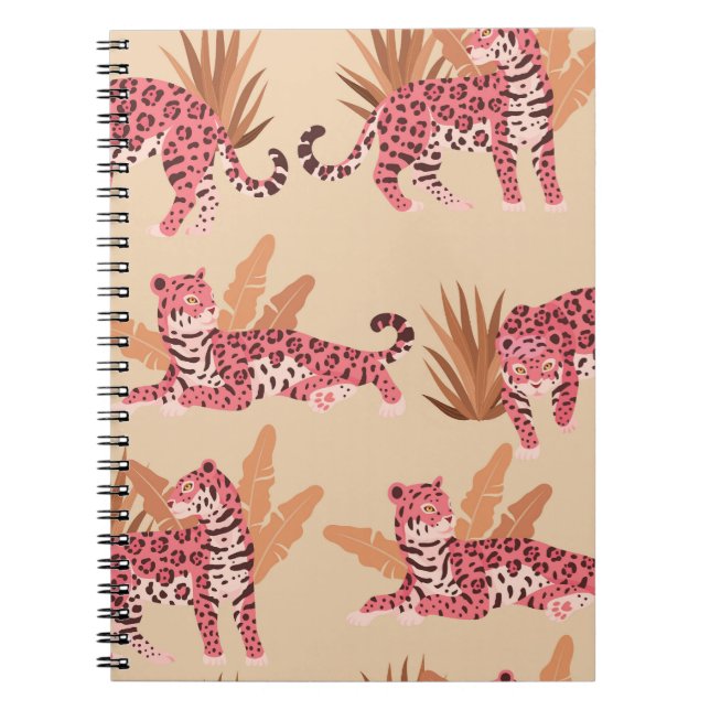 Pink Jaguar: Cute Vintage Seamless Notebook (Front)