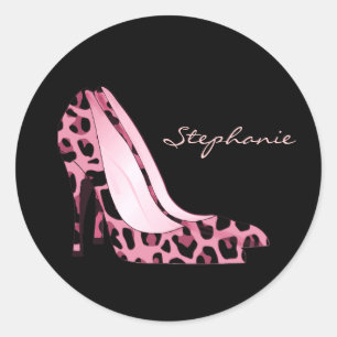 Pink Jaguar Pattern Stiletto Heels Sticker