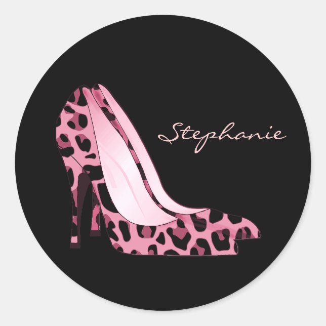 Pink Jaguar Pattern Stiletto Heels Sticker (Front)
