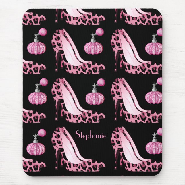 Pink Jaguar Stilettos & Purfume Bottles Custom Mouse Mat (Front)