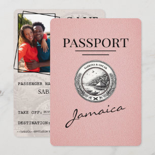 Pink Jamaica Passport Save The Date
