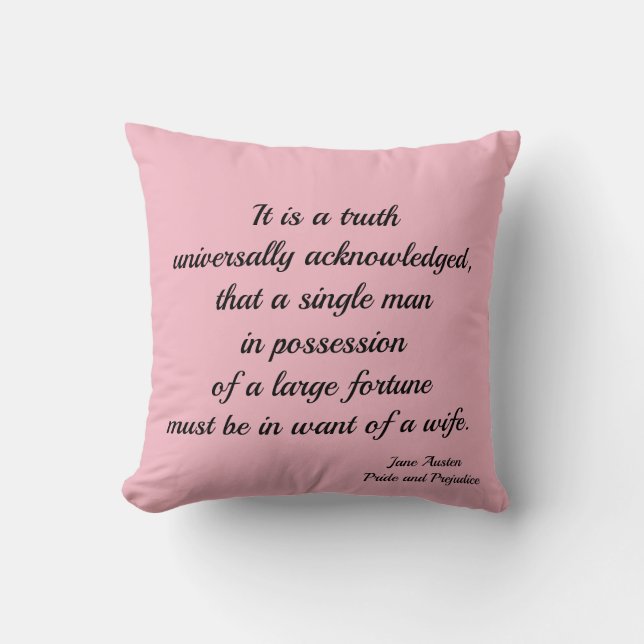 Pink Jane Austen Marry Me Pillow (Front)
