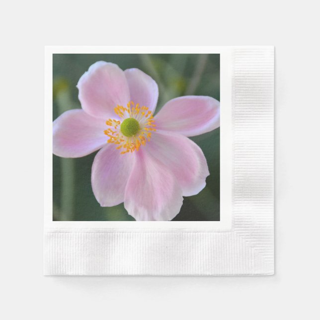 Pink japanese anemone flower napkin (Front)