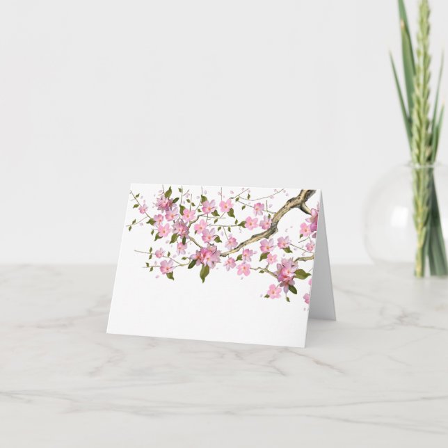 Pink Japanese Cherry Blossom Thank You Cards (Front)