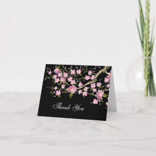 Pink Japanese Cherry Blossoms Thank You Cards