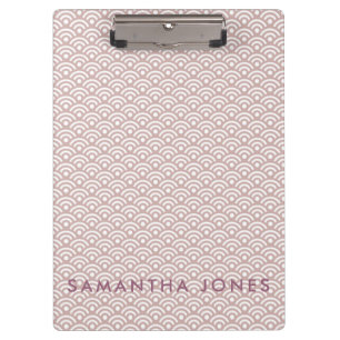Pink Japanese Pattern Personalised Office Gift Clipboard