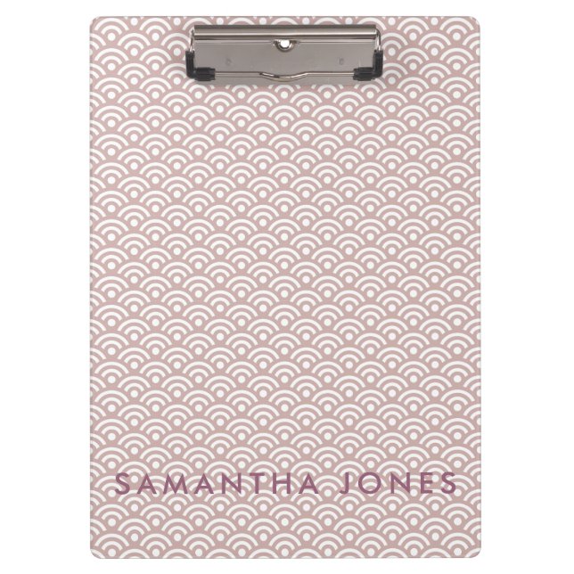 Pink Japanese Pattern Personalised Office Gift Clipboard (Front)
