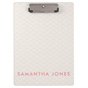 Pink Japanese Pattern Personalised Office Gift Clipboard