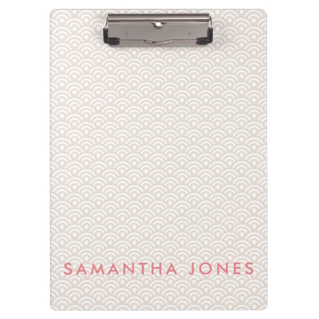Pink Japanese Pattern Personalised Office Gift Clipboard (Front)