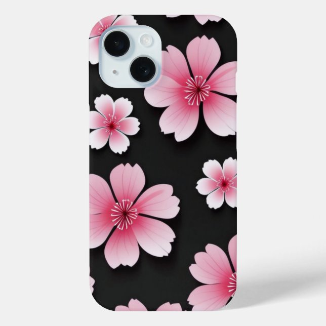 Pink Japanese Sakura Cherry Blossom Pattern Case-Mate iPhone Case (Back)