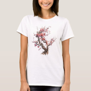 Pink Japanese Sakura Cherry Blossom Watercolor T-Shirt
