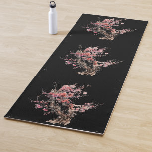 Pink Japanese Sakura Cherry Blossom Watercolor Yoga Mat
