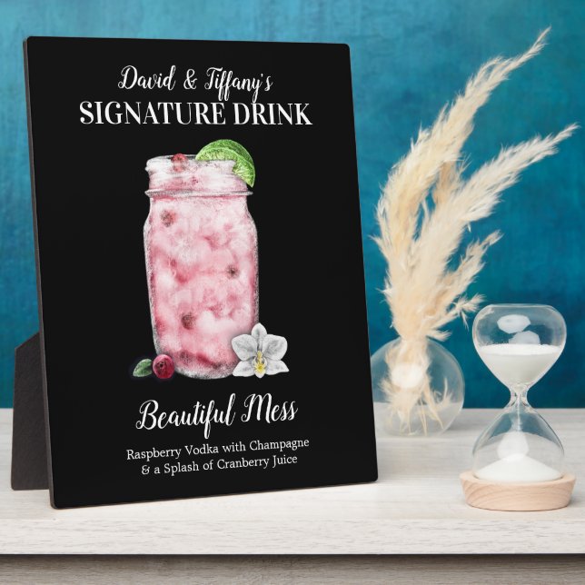 Pink Jar Drink • PERSONALIZE this Signature Drink Plaque (Side)
