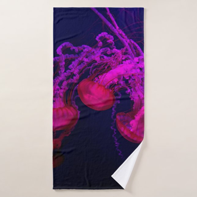 PINK JELLY FISH UNDER THE SEA BATH TOWEL (Bath Towel)