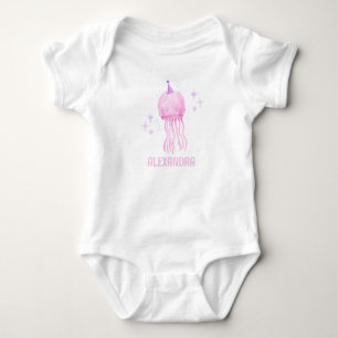 Pink Jellyfish Girl 1st Mermaid Ocean Birthday Baby Bodysuit