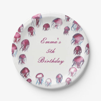 Pink Jellyfish Paper Plate