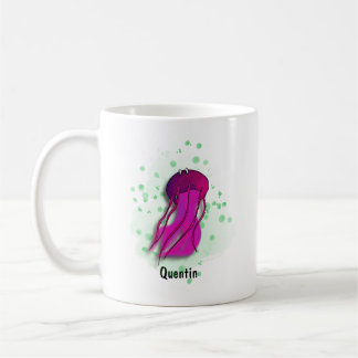 pink jellyfish watercolor style coffee mug