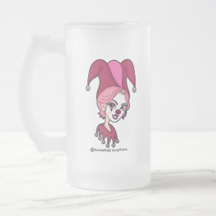 Pink Jester Frosted Beer Mug