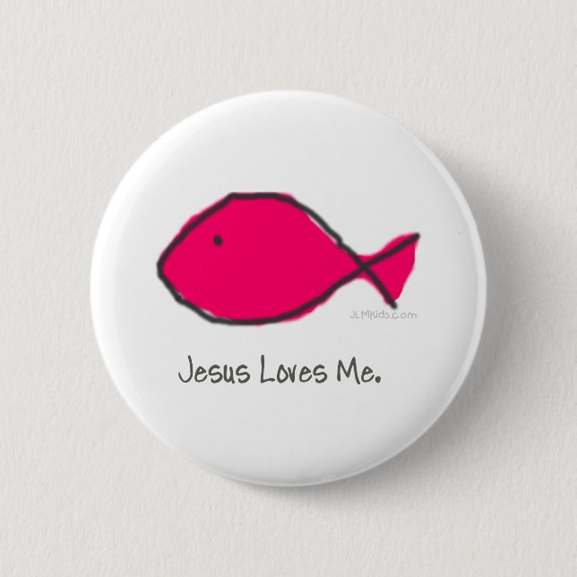 Pink Jesus Fish 6 Cm Round Badge (Front)