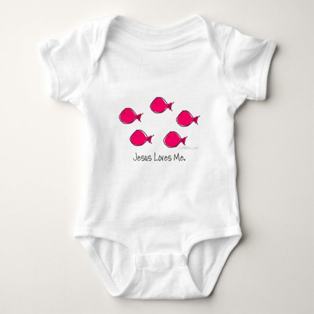 Pink Jesus Fishes Baby Bodysuit (Front)