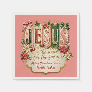 Pink Jesus is the Reason for the Season Square Napkin